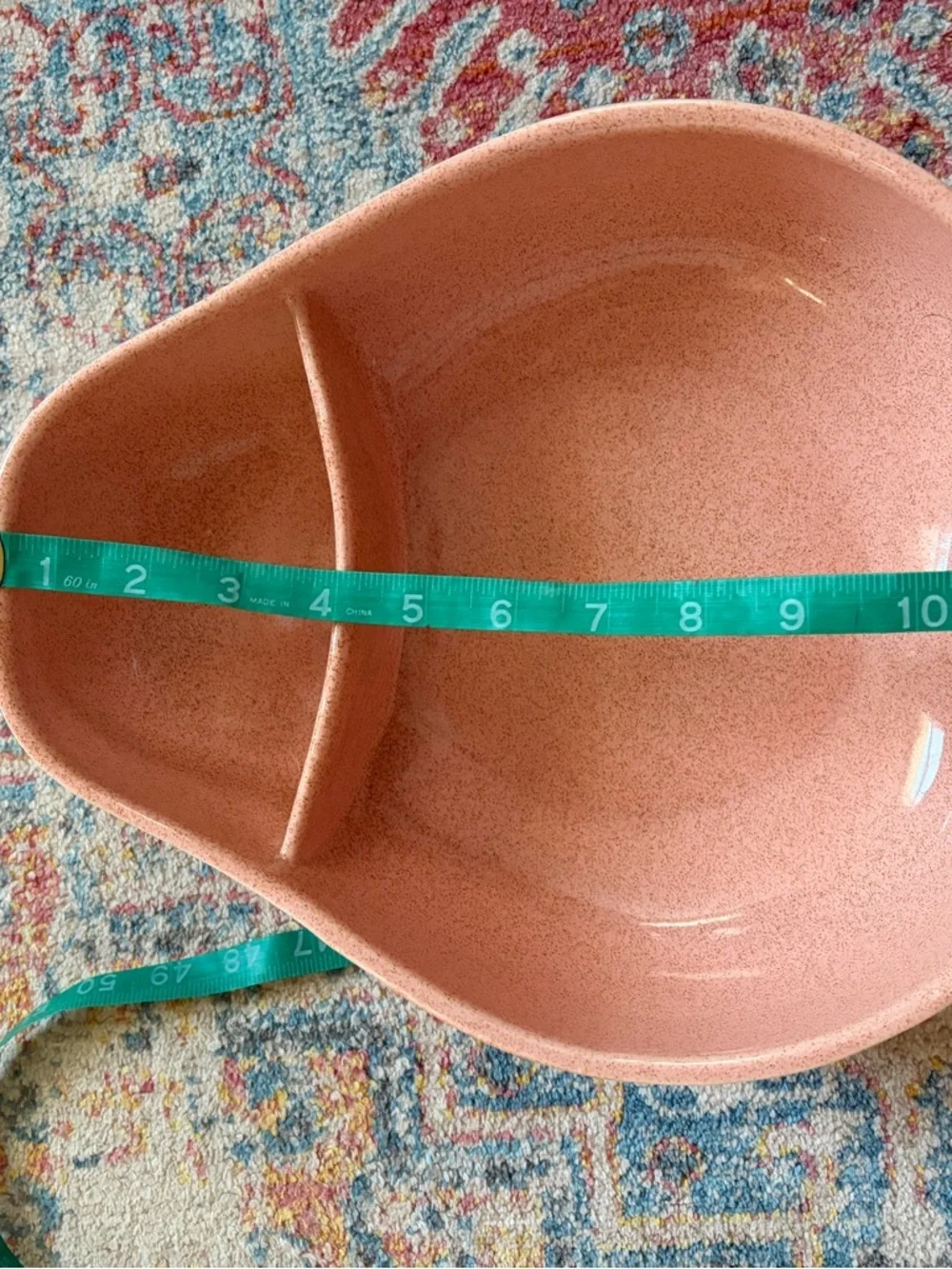 Vintage Pfaltzgraff MCM pink ceramic pear divided serving dish/chip and dip